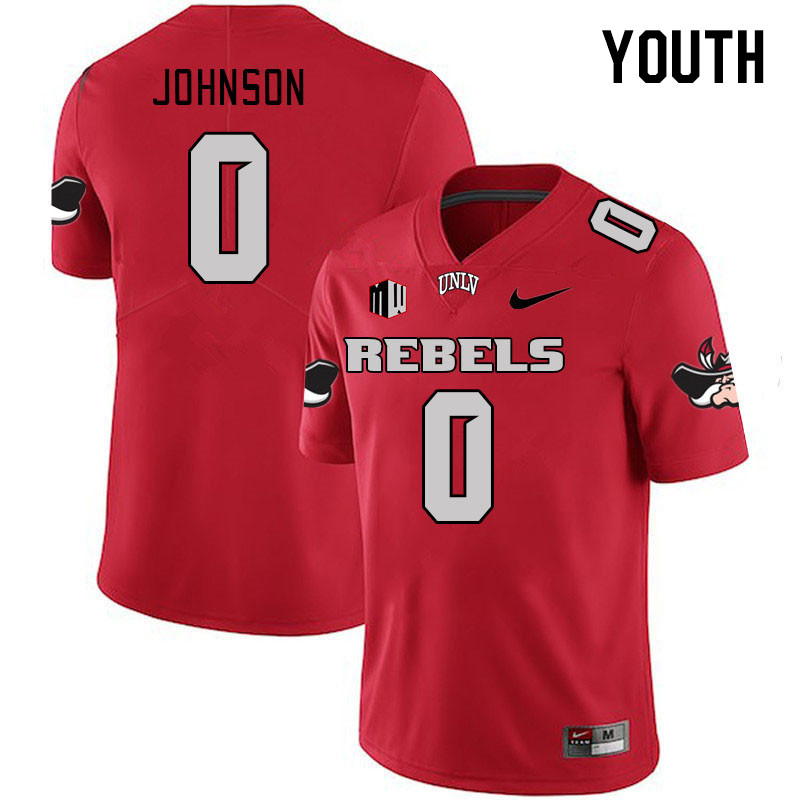 Youth #0 Ricky Johnson UNLV Rebels 2023 College Football Jerseys Stitched-Scarlet